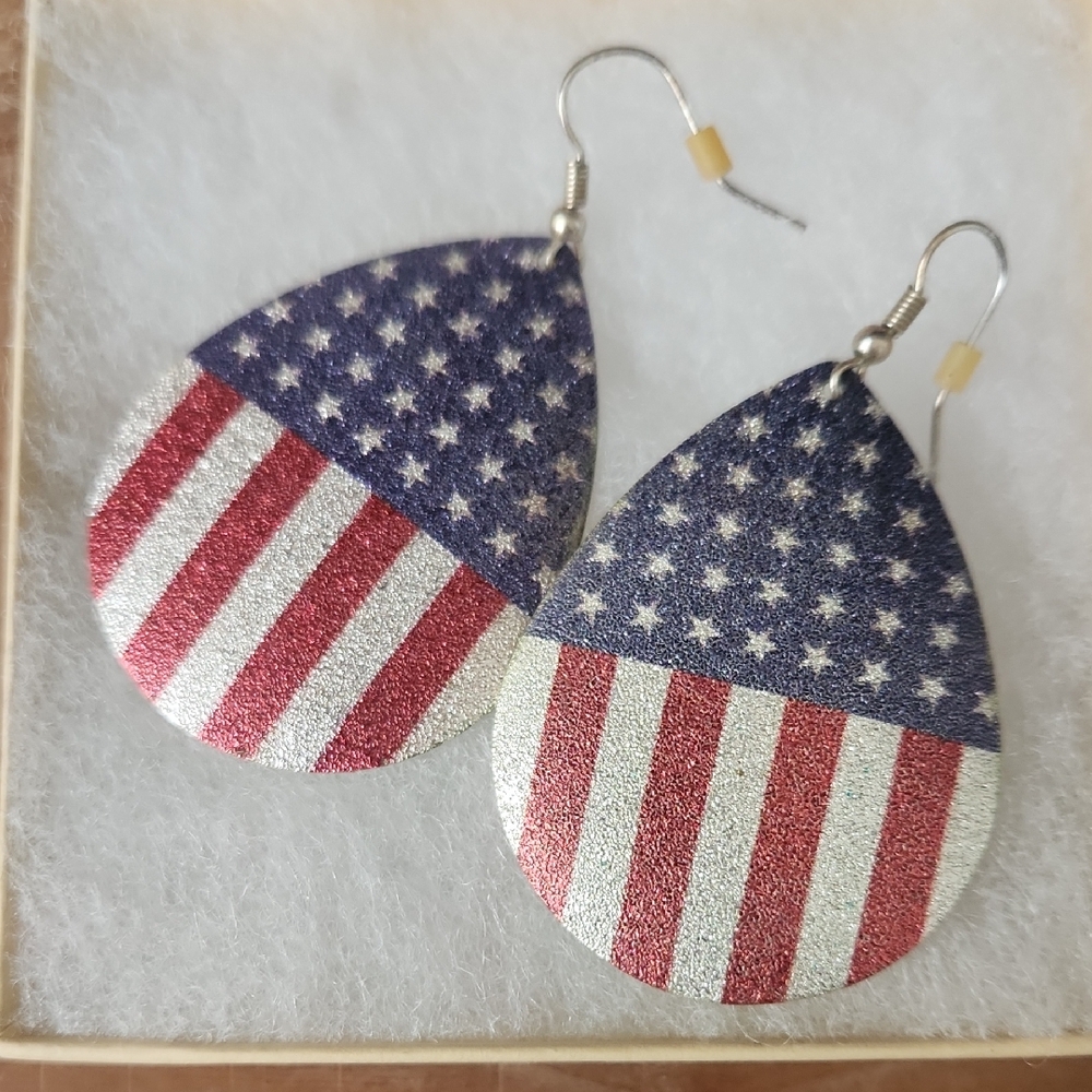 American Flag Teardrop Earrings